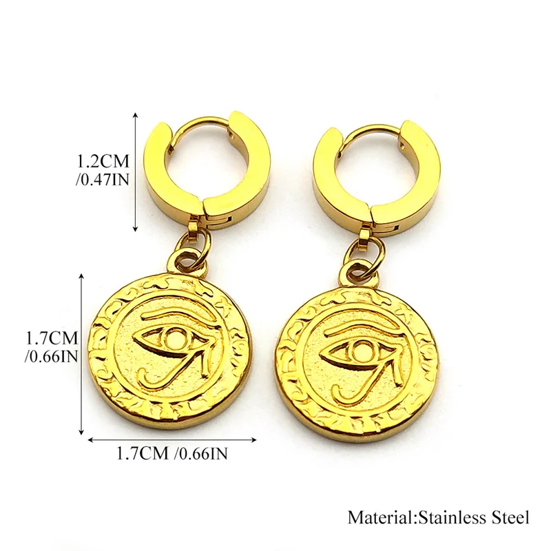boucles d'oreilles pendantes en acier inoxydable avec breloque pour femme, œil d'horus égyptien des prairies, porte bonheur en or, amulette, bijoux boucles d'oreilles pendantes en acier inoxydable avec breloque pour femme, œil d'horus égyptien des prairies, porte bonheur en or, amulette, bijoux