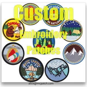 Patchs de broderie personnalisés, Logo de conception personnalisé, fer sur bordure Merrow, Badges en Chenille PVC, emblèmes tissés pour casquettes de vêtements