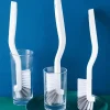 brosse d'évier de style japonais, brosse de nettoyage de tasse avec poignée longue, conception de coude, trou de queue, accessoires de nettoyage de crevasses muraux suspendus