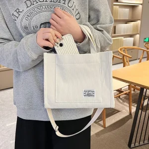 Sac fourre-tout à bandoulière en velours côtelé, sac à bandoulière carré pour femmes, sac fourre-tout décontracté, sac à bandoulière, sac organisateur de voyage