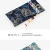 poudres à stylo unique style japonais, étui de protection en acier à bouton brodé rétro