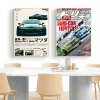 affiche de magazines de voitures de course japonaises vintage, art hd, mur collant, étanche, maison, salon, chambre à coucher, bar, décoration esthétique