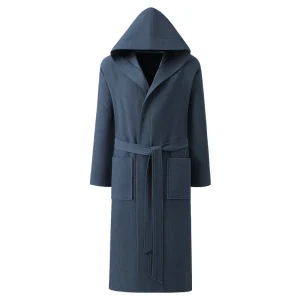 Robe à capuche à manches longues pour hommes – Tissu tissé gaufré 100 % coton, peignoir absorbant et respirant de qualité supérieure (L-3XL, coupe décontractée)