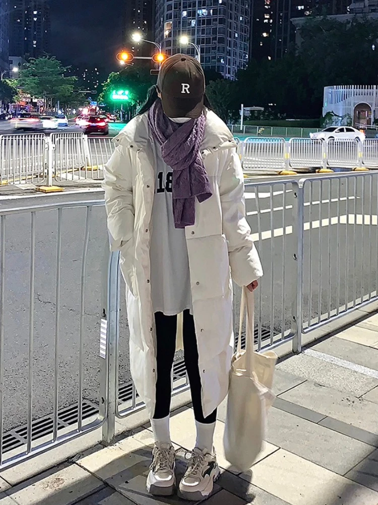 manteau coréen en coton pour femme, veste d'hiver longue et décontractée, style pain, vêtements d'extérieur, longueur aux genoux, pardessus coupe ample et confortable manteau coréen en coton pour femme, veste d'hiver longue et décontractée, style pain, vêtements d'extérieur, longueur aux genoux, pardessus coupe ample et confortable