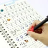 cahier de pratique de calligraphie magique pour enfants, stylo pour enfants d'âge alth, version anglaise, essuyage gratuit, livre d'écriture réutilisable, 4 pièces
