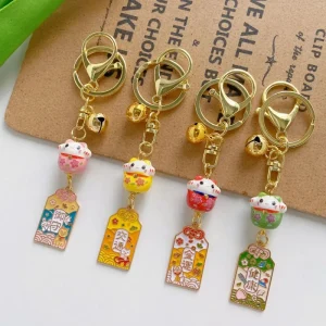 Porte-clés chat porte-bonheur en métal, pendentif de sac, sécurité routière, garde royale, décoration de jardin, cadeau d&rsquo;anniversaire en plein air