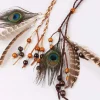 pièce de sauna en plumes indiennes, coiffure amérindienne, bandes de sauna boho, bijoux hiphelicopter