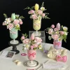 ins – vase à fleurs en plastique avec nœud papillon, décoratif esthétique, arrangement floral de mariage, pot de fleurs diy, décoration de maison et de bureau