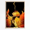 affiche en toile d'art animé japonais demon slayer, décoration murale moderne rétro jaunissante adaptée à la décoration de la maison de la pièce