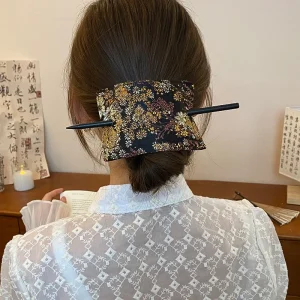 Épingles à cheveux brodées de fleurs pour femmes, bâtons carrés en forme d&rsquo;éventail, baguettes rétro de Style palais, accessoires de couvre-chef tendance Z