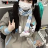 harajuku gothique lolita y2k fille punk femmes longue écharpe streetwear ange fourrure os foulards