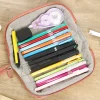 pochette à stylos simple en forme d'oreiller, boîte à crayons créative matelassée de grande capacité, trousse de toilette de voyage en coton, sac de rangement de maquillage
