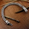 bracelets vintage en argent 925, chaîne en os de dragon, tissage pour femmes et hommes, double boucle à chaînes, peut porter des bijoux de banquet