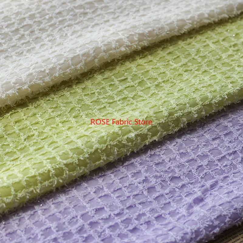 Tissu en mousseline de soie au Crochet avec pompon à motif écossais, tissu brodé à grille pour robe de mariée, robe de bal, haut de mariée, décoration d’intérieur Tissu en mousseline de soie au Crochet avec pompon à motif écossais, tissu brodé à grille pour robe de mariée, robe de bal, haut de mariée, décoration d’intérieur