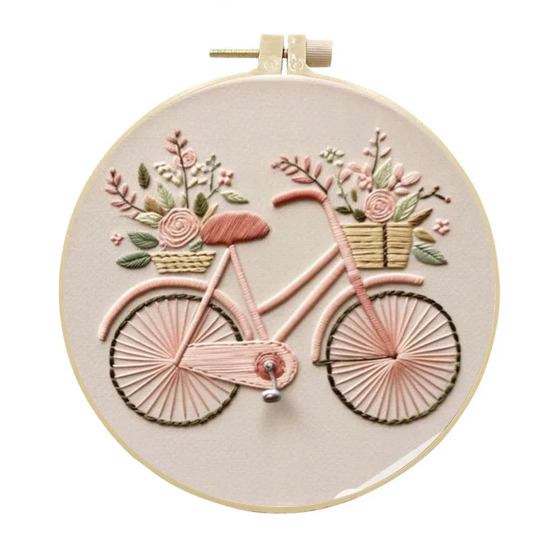 kit de broderie de vélo rose, y compris couture faite à la main pour adultes, adapté aux débutants, bel art, décoration de maison 3d kit de broderie de vélo rose, y compris couture faite à la main pour adultes, adapté aux débutants, bel art, décoration de maison 3d