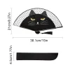 Éventail pliant en bambou motif chat pour femme, joli dessin animé, main de chaton, peignoir gérkimono, déterminer, décor artisanal, style japonais, 1 pièce