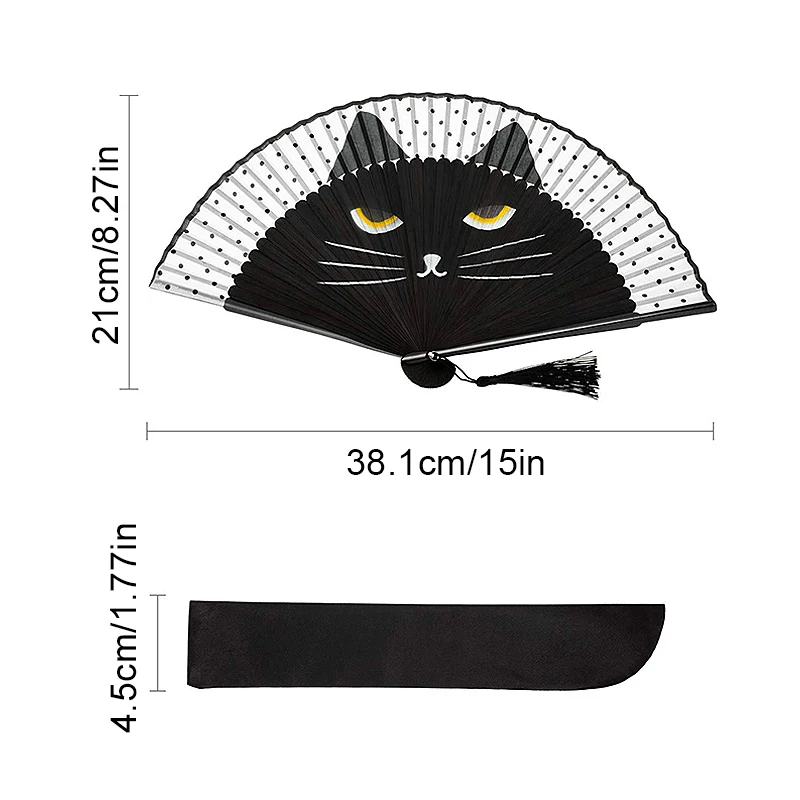 Éventail pliant en bambou motif chat pour femme, joli dessin animé, main de chaton, peignoir gérkimono, déterminer, décor artisanal, style japonais, 1 pièce Éventail pliant en bambou motif chat pour femme, joli dessin animé, main de chaton, peignoir gérkimono, déterminer, décor artisanal, style japonais, 1 pièce