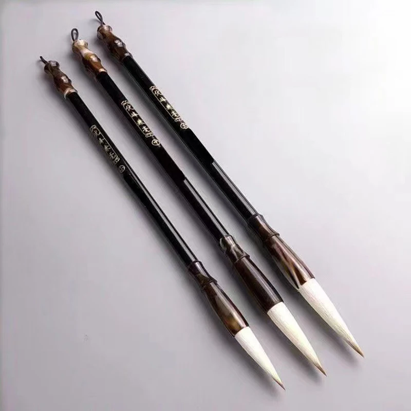 ensemble de pinceaux de calligraphie en bois, stylo pinceau de peinture de calligraphie chinoise, poils de belette en laine, jetée régulière, pinceau d'écriture, l, s, m, 6 pièces ensemble de pinceaux de calligraphie en bois, stylo pinceau de peinture de calligraphie chinoise, poils de belette en laine, jetée régulière, pinceau d'écriture, l, s, m, 6 pièces