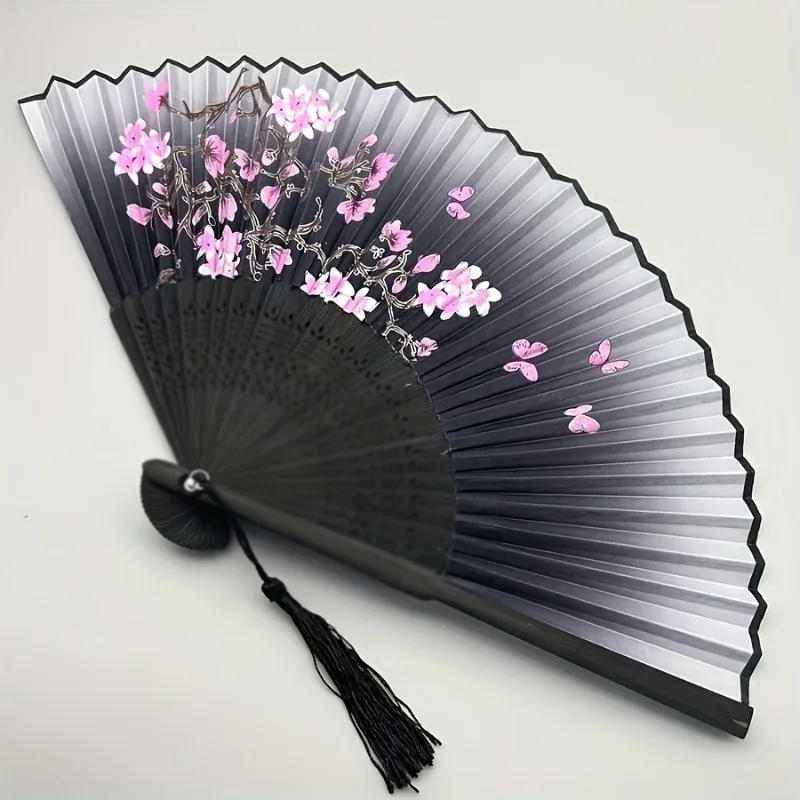 1 éventail de fleurs de cerisier florales vintage avec œuvres d'art roses et violettes, éventail à main portable léger pour la danse hanfu 1 éventail de fleurs de cerisier florales vintage avec œuvres d'art roses et violettes, éventail à main portable léger pour la danse hanfu