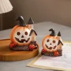 maison de citrouille décorative en résine pour halloween, ornements uniques faits à la main pour maison hantée, figurine de citrouille effrayante, décor de festival