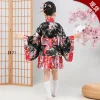 kimono japonais yukata geisha pour enfants, robe de soirée, kimono traditionnel vintage avec obi, nouveauté, costume de cosplay pour filles, peignoir