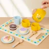 Ensemble de jouets de thé de l&rsquo;après-midi en bois, jouet de jeu de rôle pour enfants, idéal pour le jeu de rôle de fête de thé et le développement des compétences sociales