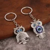 couleur argent bleu profond hibou animal femmes sac accessoires religieux mauvais œil porte clés pendentif voiture clé et porte clés