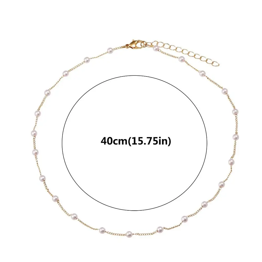 chaîne de cou couleur or pour femmes, style coréen, breloque pour fille, collier ras du cou en perles, chaîne de perles élégante, collier court de clavicule, cadeau chaîne de cou couleur or pour femmes, style coréen, breloque pour fille, collier ras du cou en perles, chaîne de perles élégante, collier court de clavicule, cadeau