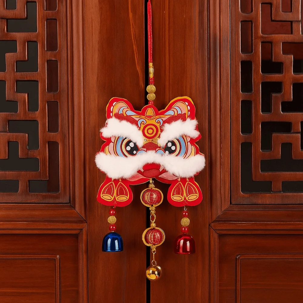 décoration traditionnelle du nouvel an chinois, carillon éolien de bénédiction du lion de réveil avec cloches, décoration murale de voiture suspendue décoration traditionnelle du nouvel an chinois, carillon éolien de bénédiction du lion de réveil avec cloches, décoration murale de voiture suspendue
