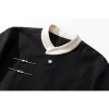 veste japonaise bloquant les couleurs pour hommes, avec bouton de plaque, design, mode streetwear, hauts à manches longues, vêtements décontractés tendance