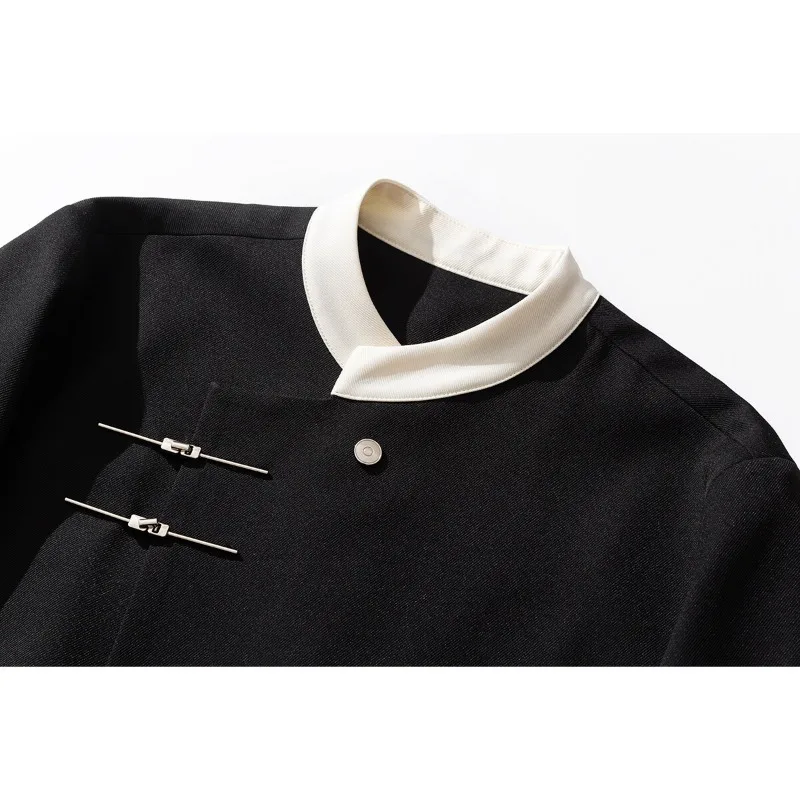 veste japonaise bloquant les couleurs pour hommes, avec bouton de plaque, design, mode streetwear, hauts à manches longues, vêtements décontractés tendance veste japonaise bloquant les couleurs pour hommes, avec bouton de plaque, design, mode streetwear, hauts à manches longues, vêtements décontractés tendance