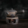 poêle à thé chaude en poterie grossière, style japonais, fait à la main, chauffe thé vintage, théière en céramique, service à thé kung fu, service à thé chaud