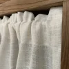 rideaux courts de style nordique pour cuisine, en coton et lin massif, ourlet en dentelle, demi tulle, pour porte d'armoire à vin, fenêtre, petites rideaux