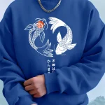 Japonais Koi Harajuku imprimé hommes sweat hiver col rond sweats à capuche rue polaire chaud ample streetwear décontracté vêtements pour hommes Japonais Koi Harajuku imprimé hommes sweat hiver col rond sweats à capuche rue polaire chaud ample streetwear décontracté vêtements pour hommes
