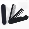 peigne à cheveux pliant 2 en 1, peigne à barbe, conception à double dent, manche et brosse en plastique abs durables, portable pour les voyages