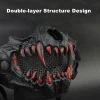 masque tusk, protection du visage crâne fang oni masque de samouraï en maille tactique demi visage pour la chasse airsoft cs halloween cosplay
