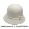 chapeau de pêcheur élégant en perles et fleurs, couleur unie, style français, hepburn, seau chaud en laine, funéraire