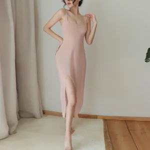 Camisoles pour femmes, robe complète, Lingerie Sexy, avec bretelles, longue, sous-robe, sous-jupe solide