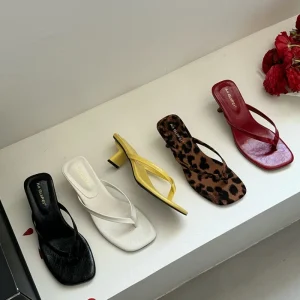 Bailamos 2025 marque femmes pantoufles talons hauts sandales Sexy bout ouvert fête mariage chaussures d&rsquo;été femme doux extérieur diapositives plage F