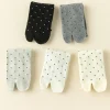 chaussettes tube à deux orteils à pois doux, chaussettes fines en coton à bout séparé, bonneterie respirante, chaussettes mi mollet pour 2 paires de femmes