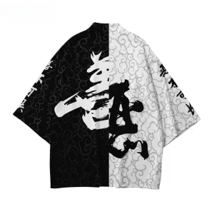 Kimono Traditionnel Japonais Hommes et Femmes Casual Mode Streetwear Cardigan Harajuku Haori Tops Noir Blanc Lâcheur Yukata Kimono Traditionnel Japonais Hommes et Femmes Casual Mode Streetwear Cardigan Harajuku Haori Tops Noir Blanc Lâcheur Yukata
