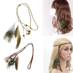 Pièce de sauna en plumes indiennes, coiffure amérindienne, bandes de sauna Boho, bijoux Hiphelicopter