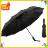 Parapluie nouveau modèle 2025, robuste et durable, pliable entièrement automatique, coupe-vent et imperméable, compact et portable.