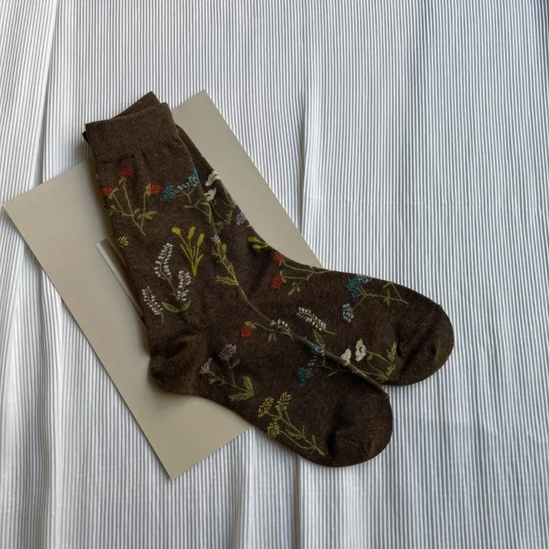 chaussettes en coton peigné pour femmes, élégantes, rétro, mignonnes, bout fendu, motifs floraux végétaux, doux, deux orteils, japonais, harajuku, tabi sox chaussettes en coton peigné pour femmes, élégantes, rétro, mignonnes, bout fendu, motifs floraux végétaux, doux, deux orteils, japonais, harajuku, tabi sox