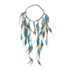 Bandeau Long en plumes bleues et brunes pour femmes, style bohème, Festival ethnique, fête Hippie, cuir, perles en bois, accessoires bijoux pour cheveux Bandeau Long en plumes bleues et brunes pour femmes, style bohème, Festival ethnique, fête Hippie, cuir, perles en bois, accessoires bijoux pour cheveux
