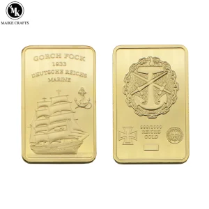 Pièce d’or du Marine allemand, Badge carré artisanal en métal plaqué or, cadeau de Collection commémorative Pièce d’or du Marine allemand, Badge carré artisanal en métal plaqué or, cadeau de Collection commémorative