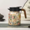 théière à motif floral de 1000ml, bouilloire à thé florale vintage en acier inoxydable, infuseur intégré, théière isolée pour boissons chaudes
