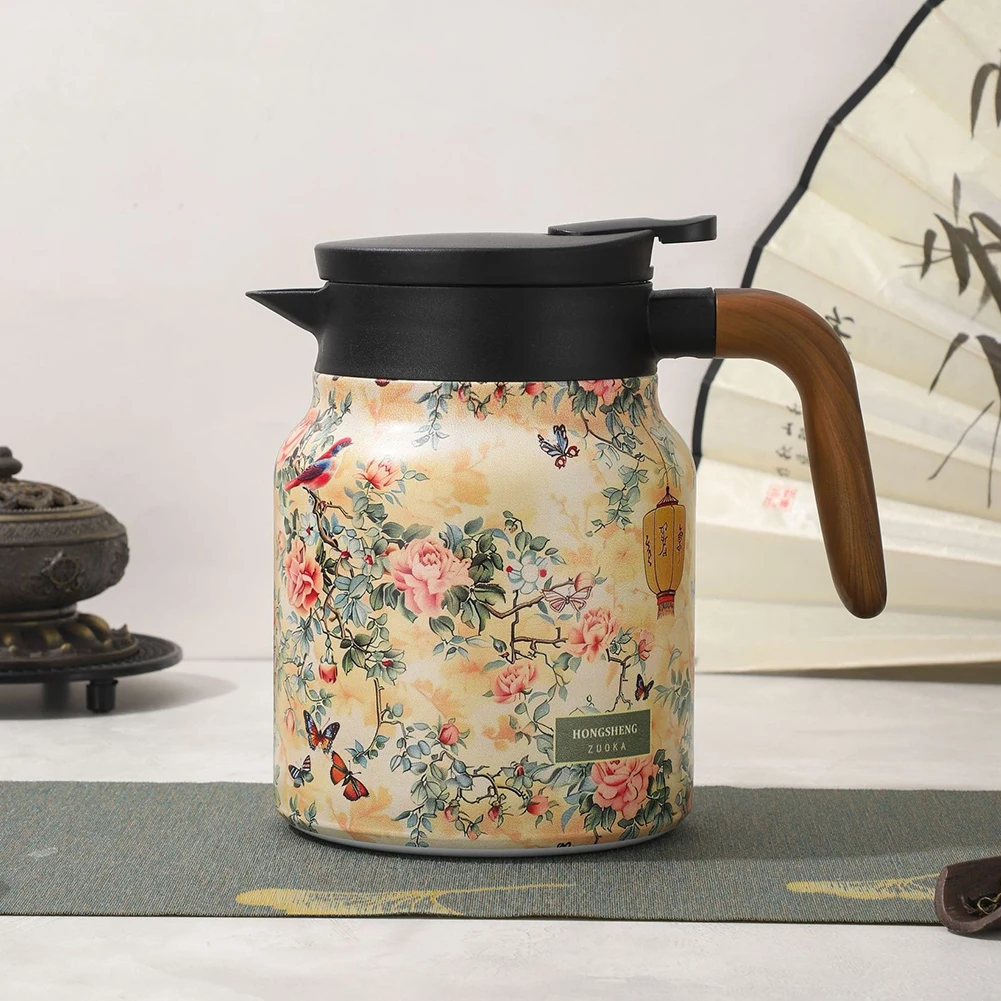 théière à motif floral de 1000ml, bouilloire à thé florale vintage en acier inoxydable, infuseur intégré, théière isolée pour boissons chaudes théière à motif floral de 1000ml, bouilloire à thé florale vintage en acier inoxydable, infuseur intégré, théière isolée pour boissons chaudes