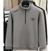 veste t shirt à manches longues pour hommes, doublure polaire, vintage, demi fermeture éclair, imprimé, texture à carreaux, pull épais et chaud, sweat shirt à col roulé