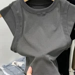 T-Shirt à Manches sulfpour Femme et Fille, Vêtement en Coton, Slim, Sexy, Y2k, Printemps T-Shirt à Manches sulfpour Femme et Fille, Vêtement en Coton, Slim, Sexy, Y2k, Printemps